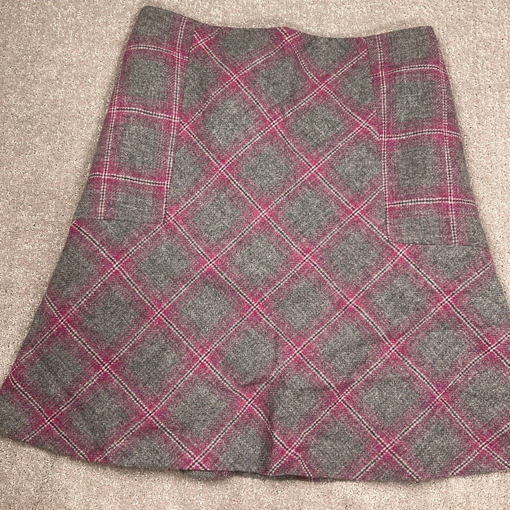 Talbots Skirt Suit Womens 16 Gray‎ Magenta Pink Plaid Heritage Office Tweed VTG - Picture 11 of 16